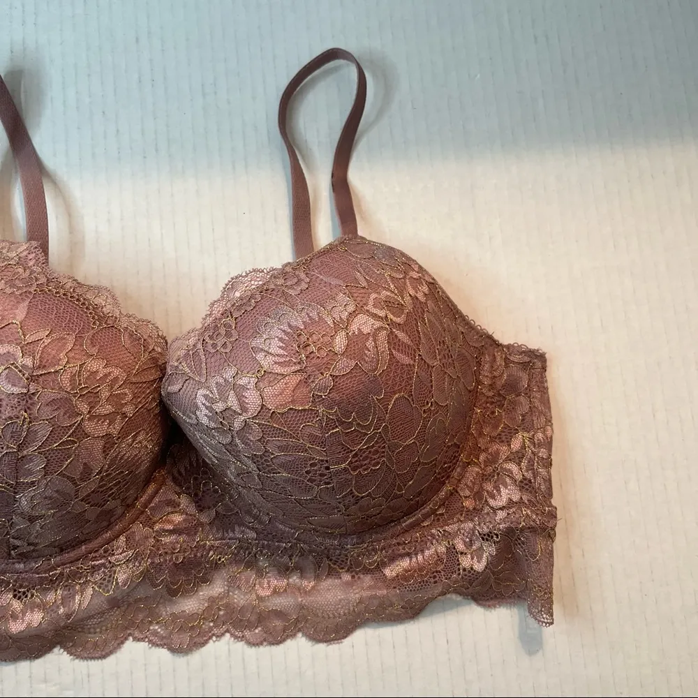 Thalia Sodi Bra Lavender Metallic Longline Lace Underwire Bra Sz 38C EUC - Image 4