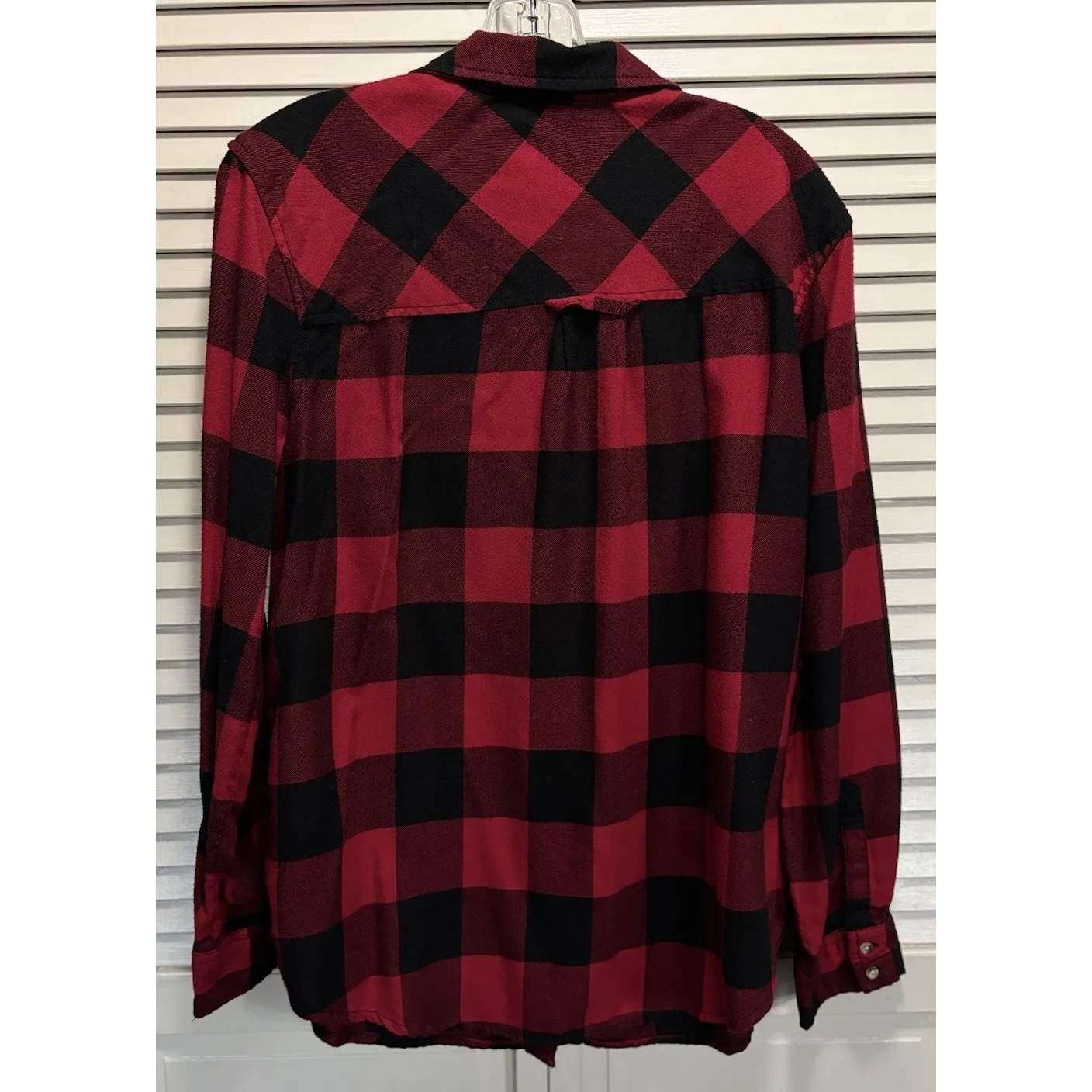 Arizona Jean Co Flannel Red/Black Button Up Long Sleeve Shirt Size L Soft Warm - Image 4
