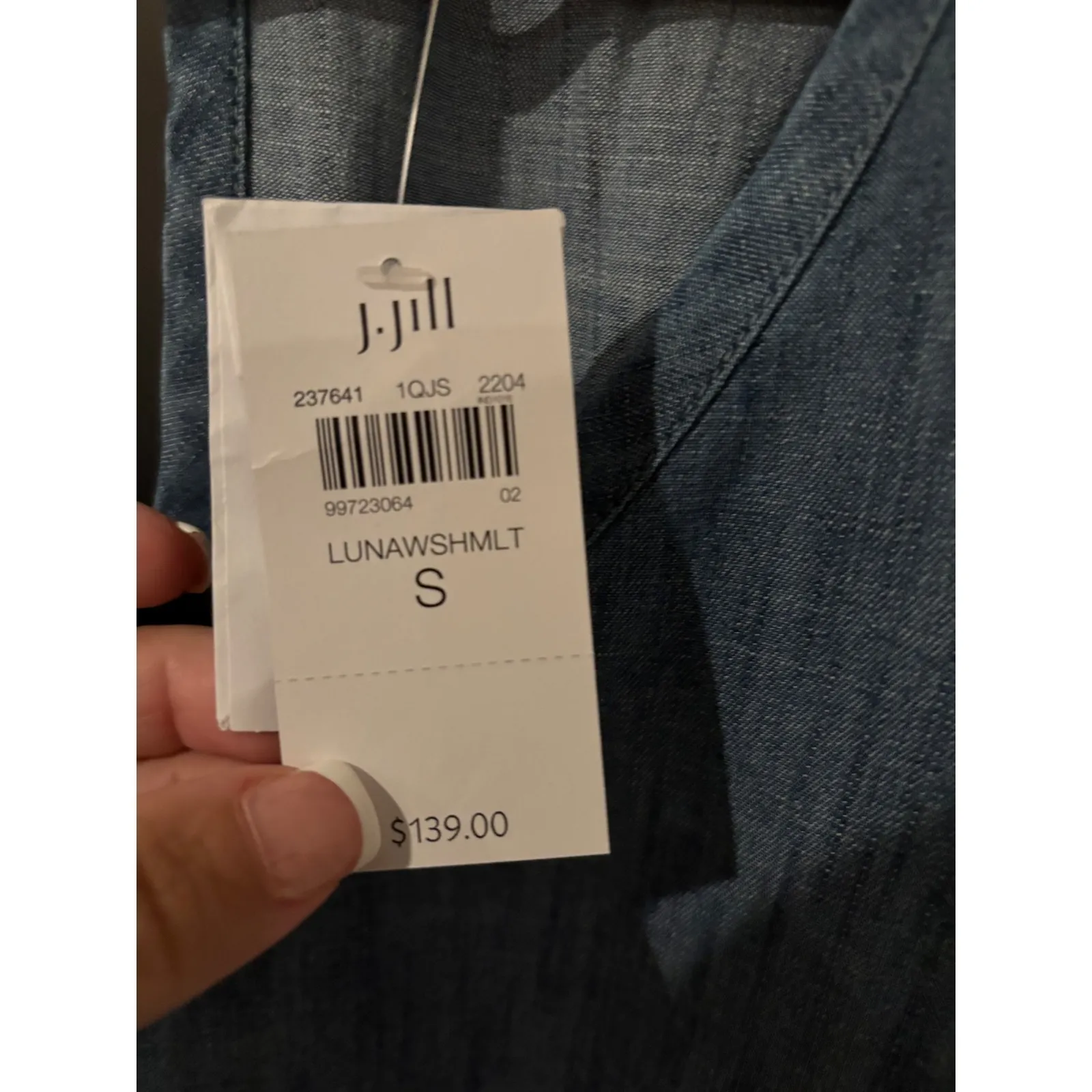 J‎ Jill Embroidered Denim Dress Blue 3/4 Sleeve Casual Boho Chic Sz Small - Image 5