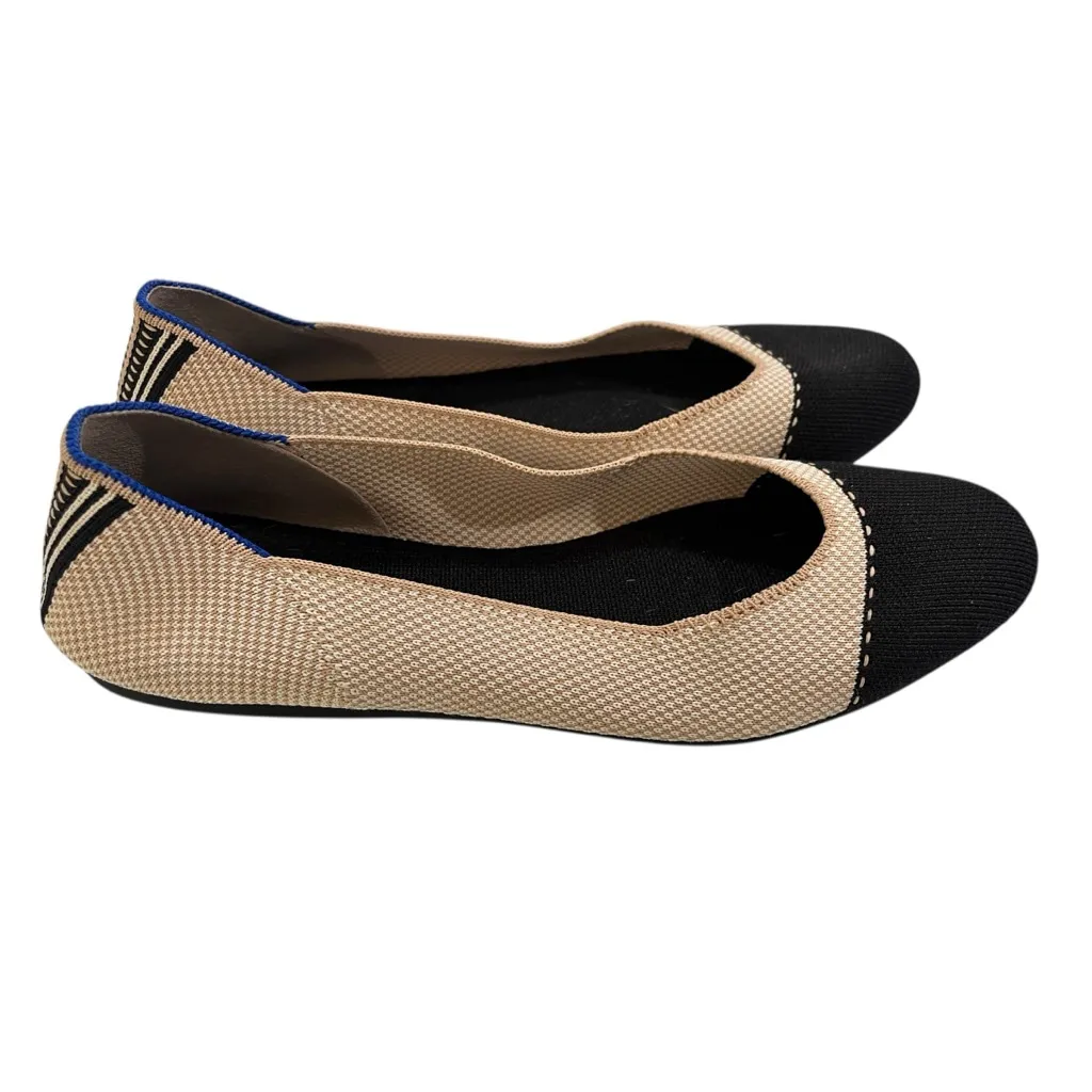 Rothy's The Square Tuxedo Captoe Size 10 Slip On Flats Shoes Black Beige White - Image 5