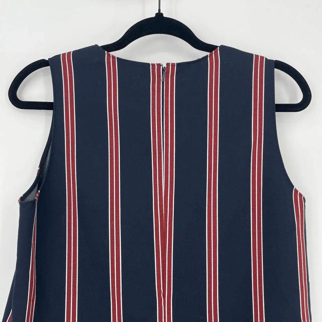 Halogen Women Sleeveless Classic Academia Knee Length Red & Blue Peplum Dress‎ S - Image 6