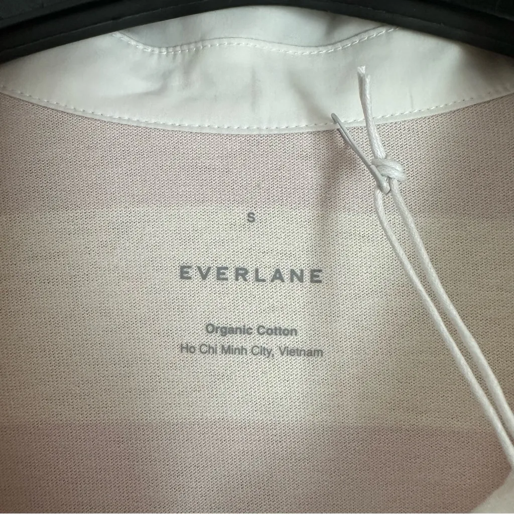 Everlane The Organic Cotton Retro Polo Shirt Purple Stripe Short Sleeve Small - Image 10