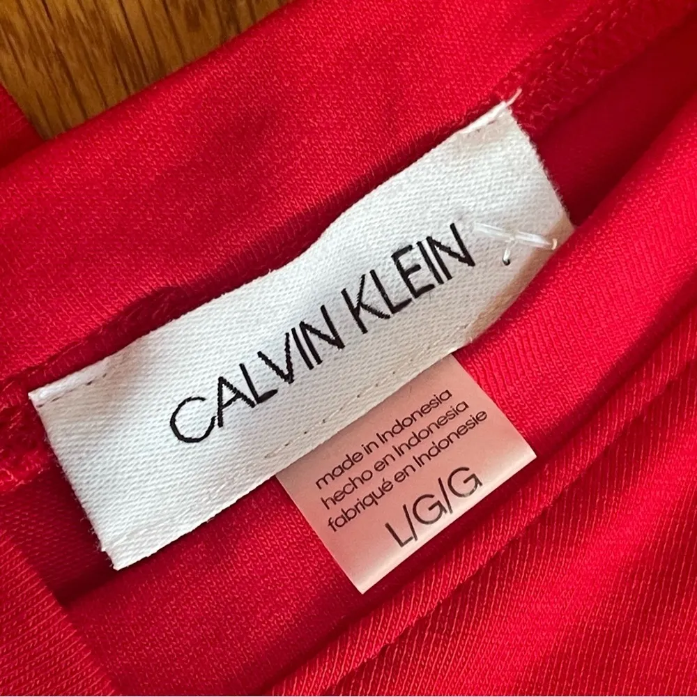 Calvin Klein Women's Sleeveless Logo T-Shirt Romper Shorts Jumpsuit Red Sz L - Image 7