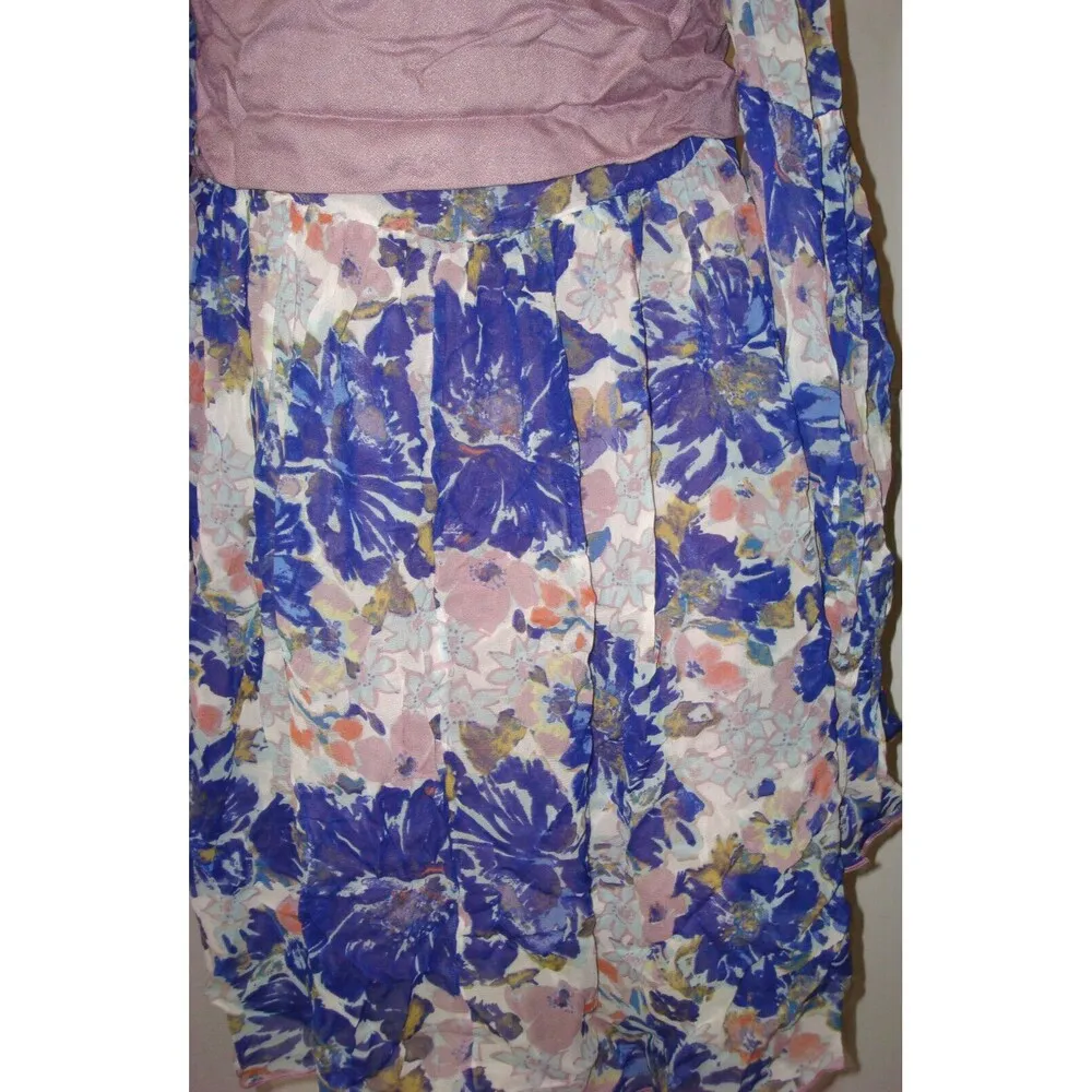 New S Womens NWT Free People Alice Vested Dress Floral Ivory Combo $148 Purple - Image 7