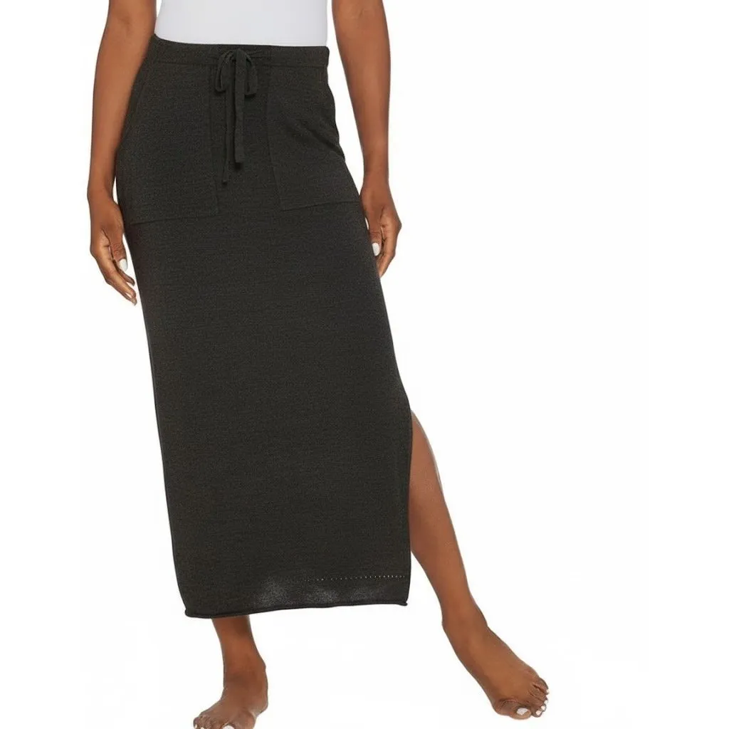 NWT Barefoot Dreams Cozychic Ultra Lite Maxi in Carbon Gray Side Slit Skirt L - Image 6
