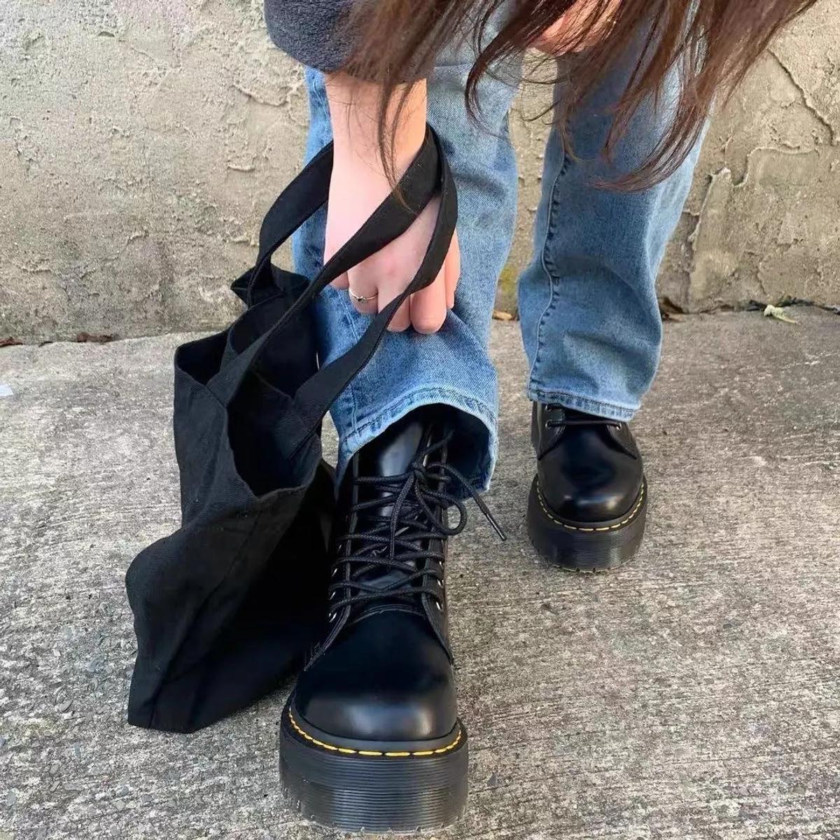 Reformation Black Reusable Tote Bag - Image 4