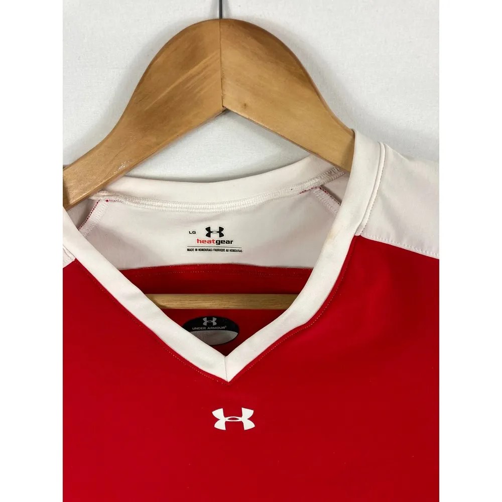 Under Armour Heatgear Red White Top Size Large - Image 3