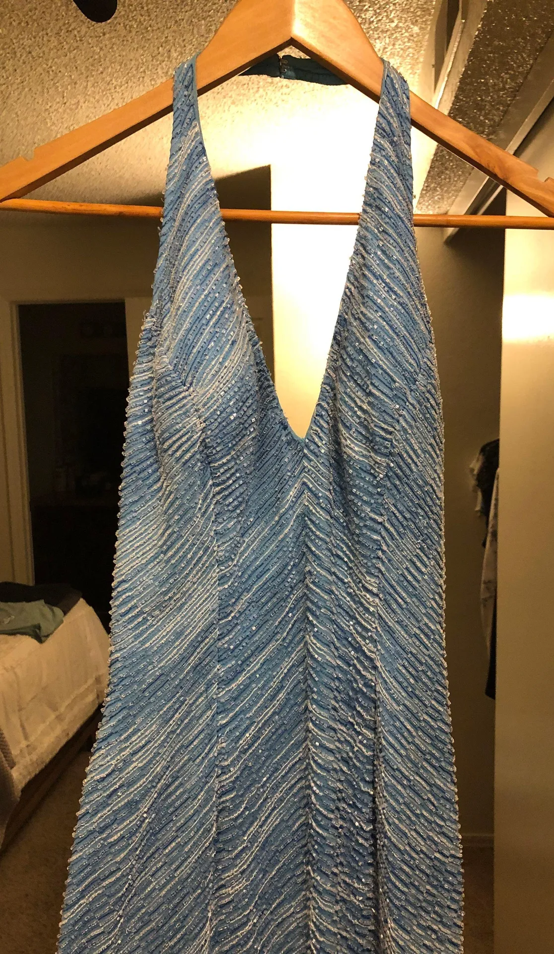 Vintage Beaded Dress Blue Size XS - Image 6