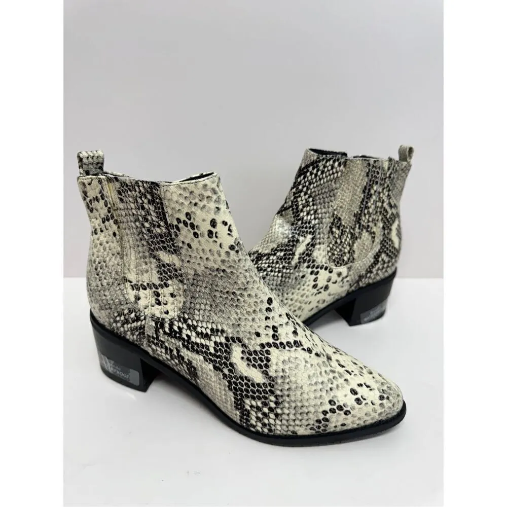 Blondo Ankle Booties Size 7 Snakeskin Embossed Leather Waterproof Block Heel NEW - Image 5