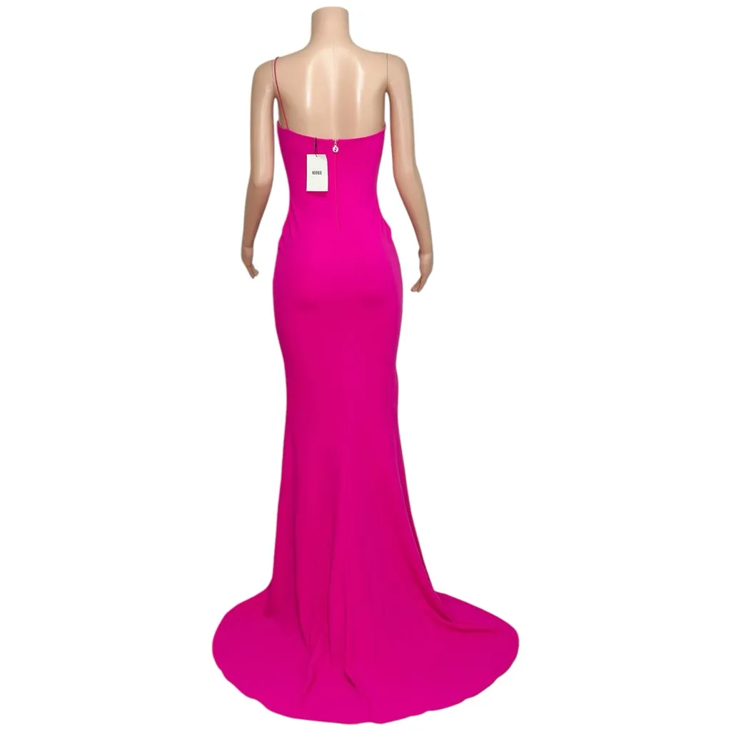 NOOKIE Jasmine One Shoulder Gown, Neon Pink, Medium - Image 8