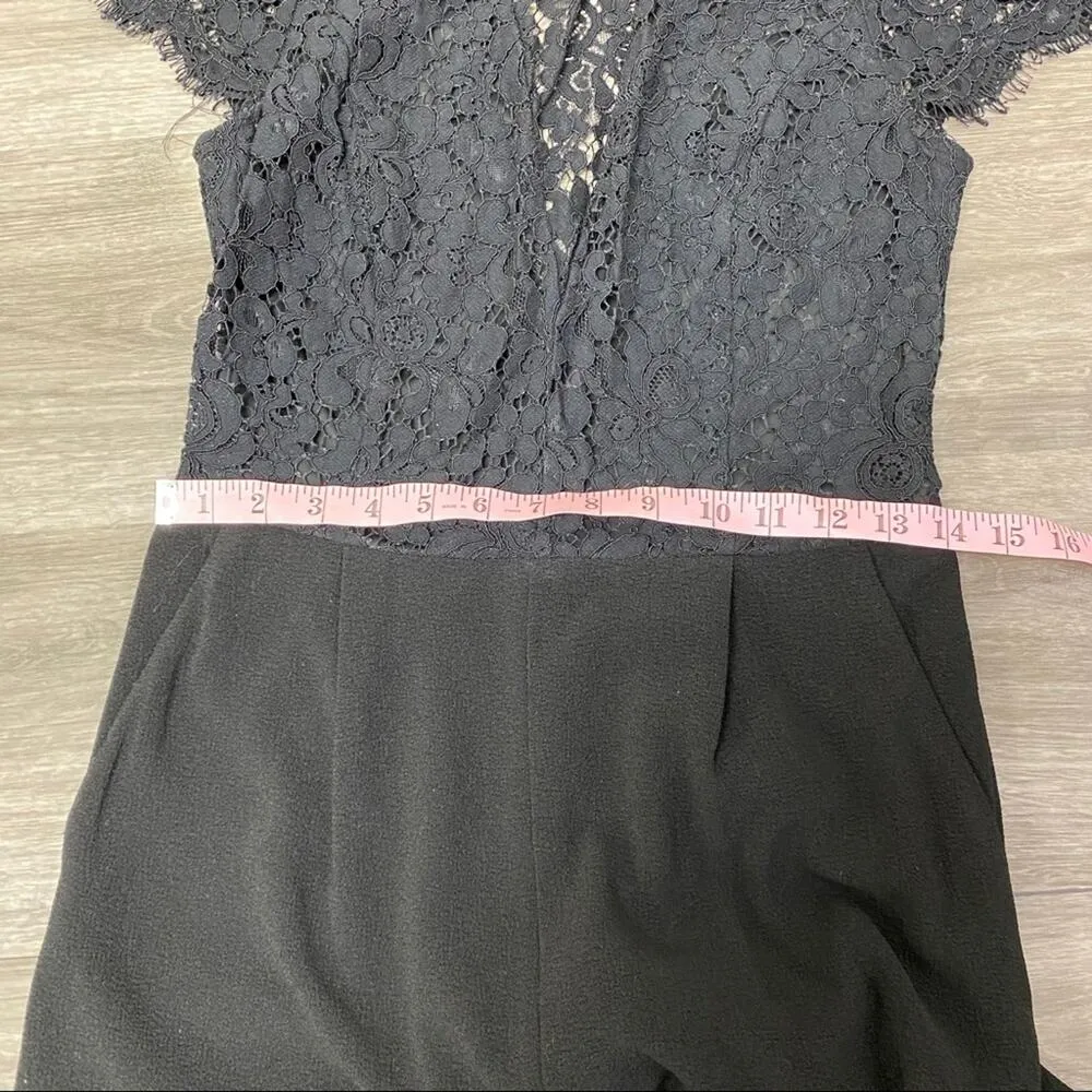 Dynamite Lace Top V-neck Jumpsuit Black S - Image 6