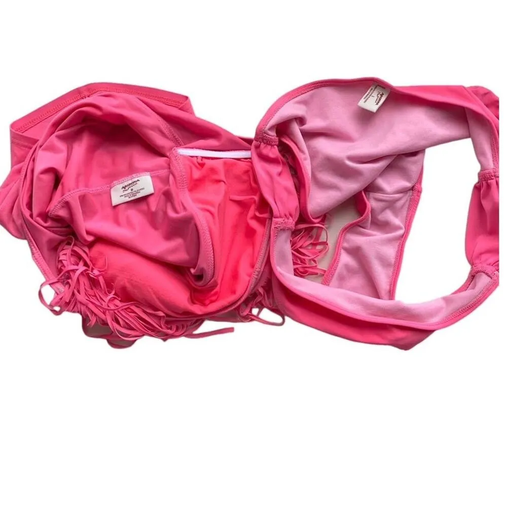 ARIZONA Tankini Bright Pink 2 Piece Fringed Top Swimsuit ~ Women's Size M & L - Image 5