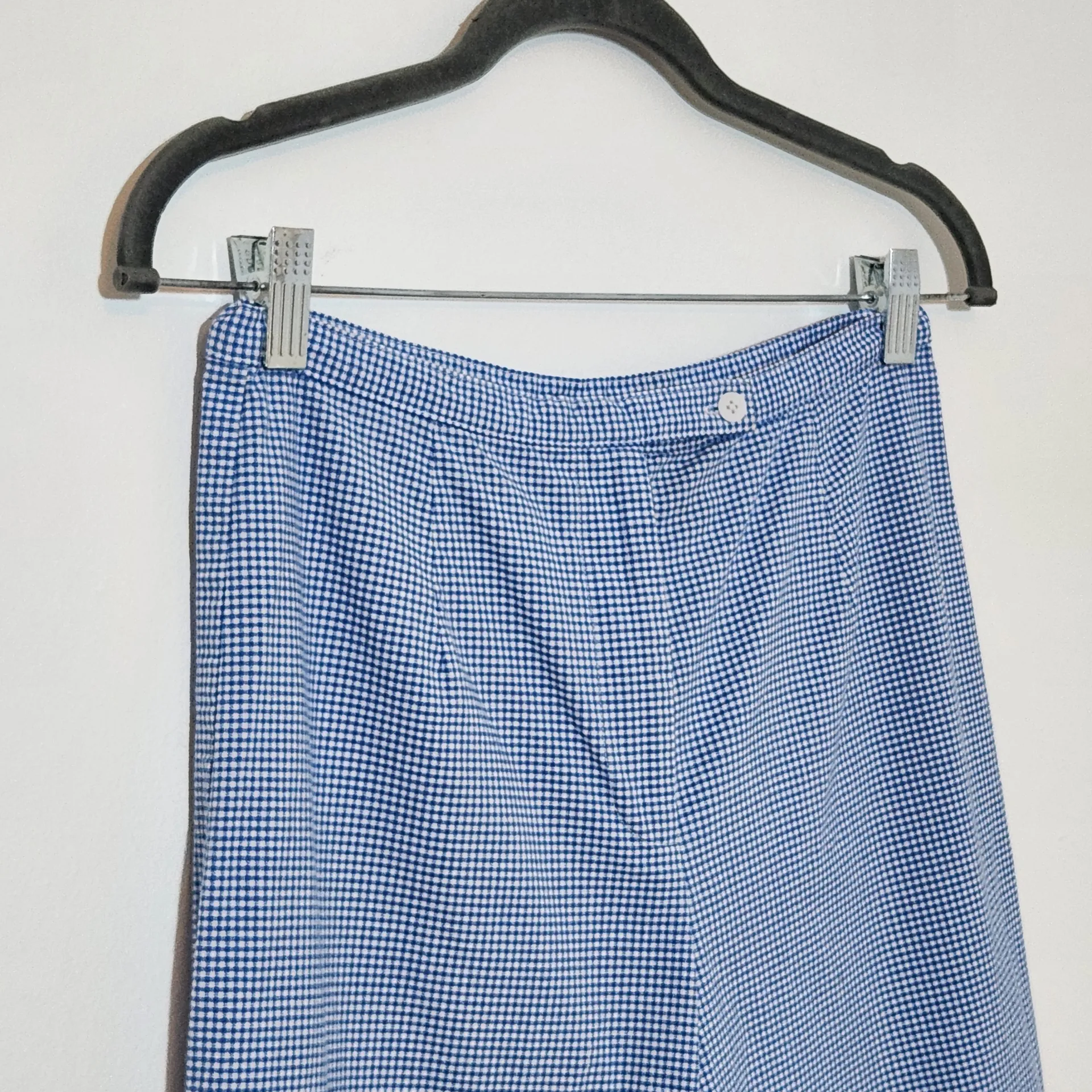 Talbots Blue Check Pants Size 4 Talbots Petite Blue Gingham Cropped Pants - Image 5