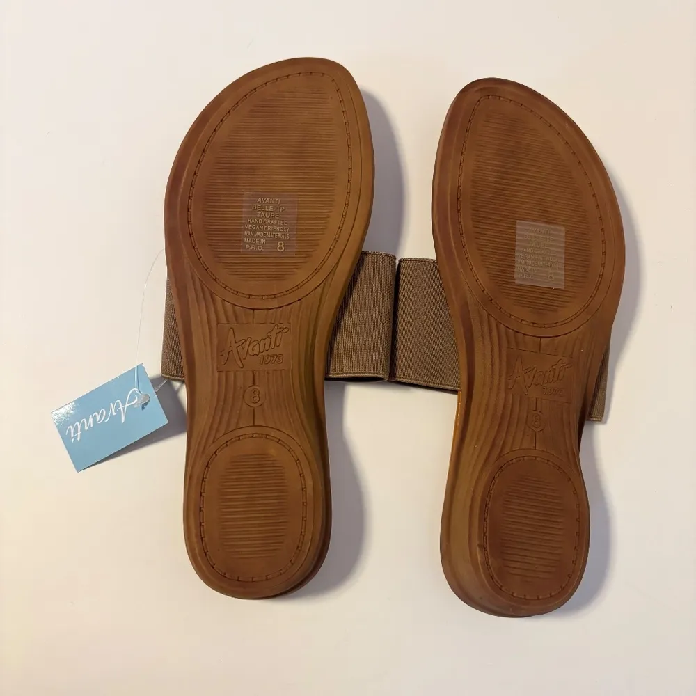 Avanti Vegan Faux Leather Thong Flat Sandals Taupe Tan Womens US Shoe Size 8 NWT - Image 5