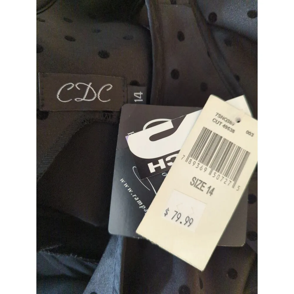 CDC Womens Velvet Polka Dots‎ Sheath Dress Black Size 14 NWT Pinup Retro Preppy - Image 8