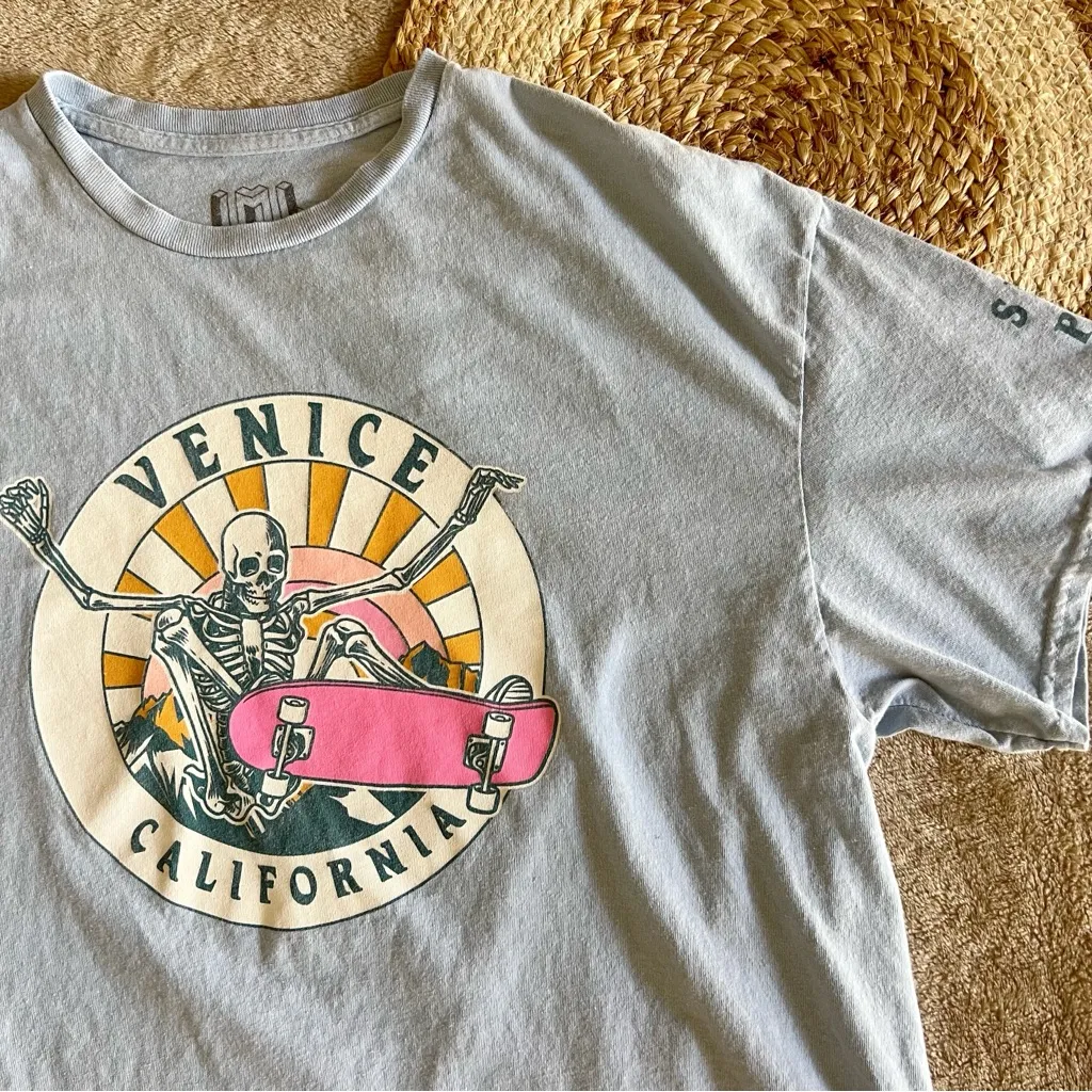 IML Venice Skeleton Skateboard Graphic Tee Blue Size L - Image 2