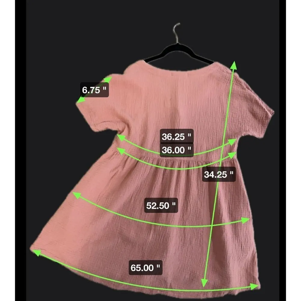 BE COOL‎ Boho Coral Short Sleeved Dress Size L - Image 6