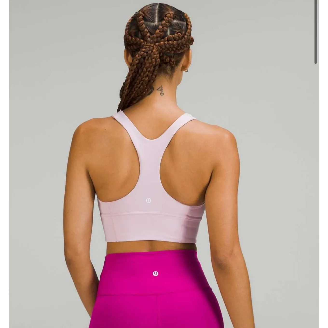 Lululemon Wunder Train Longline Sports Bra Medium Support Yoga Pink Peony Size 4 - Image 2