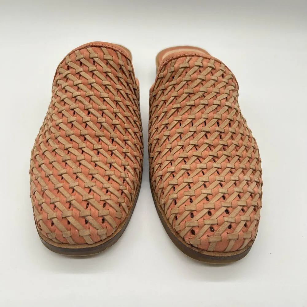 Journee Collection Mules Womens 8.5 Tan Pink Woven Leather Slip On Flat Perri - Image 4