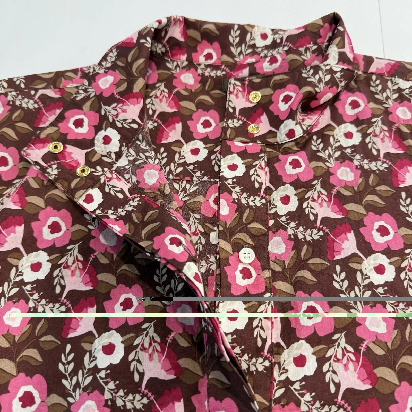 J.McLaughlin Pink Mountain Floral Berlin Cotton Shirt Dress Pockets Size MEDIUM - Image 13