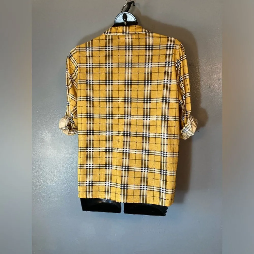 Eye Candy yellow plaid button up blouse - Image 5