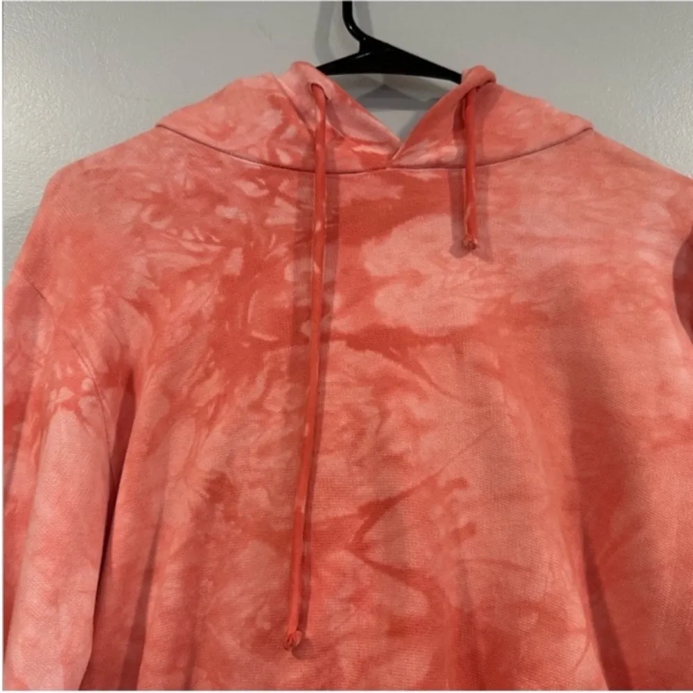 Cotton Citizen Milan Crop Distressed Hoodie Coral Small S - Image 3