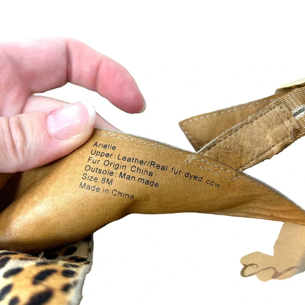 Matisse Arielle Cow Hair Sandals‎ Leopard Cheetah Print Size 8 Tan - Image 5
