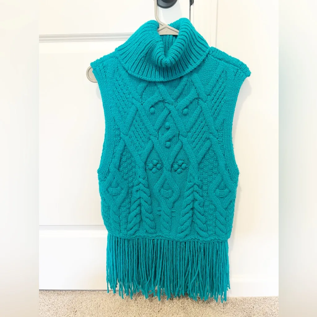 Zara Turtleneck Sleeveless Sweater with Fringe - Image 5