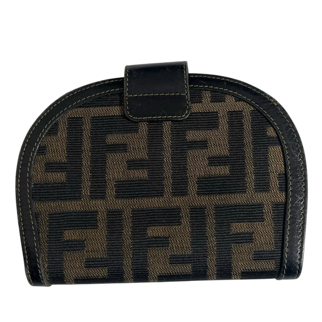 Fendi Zucca Bifold Wallet Canvas Leather Khaki Coin Purse Women’s Vintage - Image 4