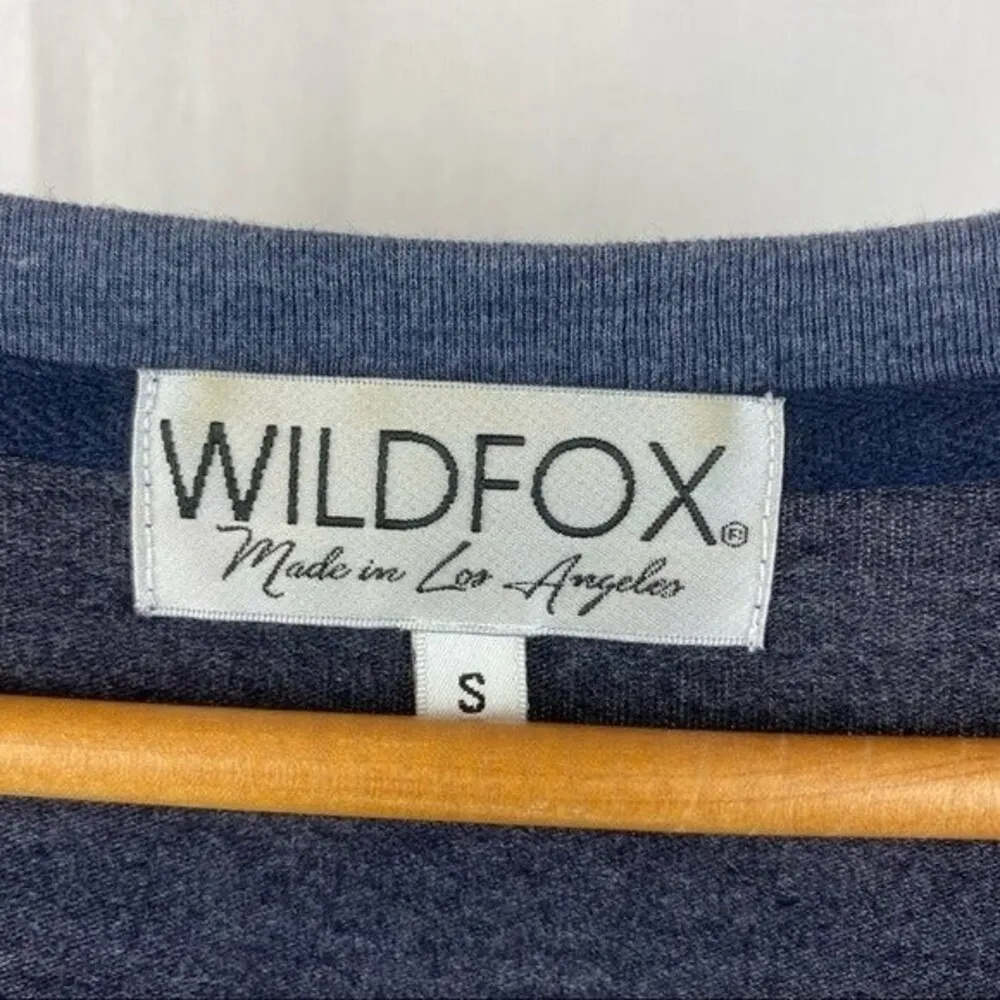 Wildfox Gray Distressed Soft Long Sleeve V Neck Sweatshirt S - Image 3