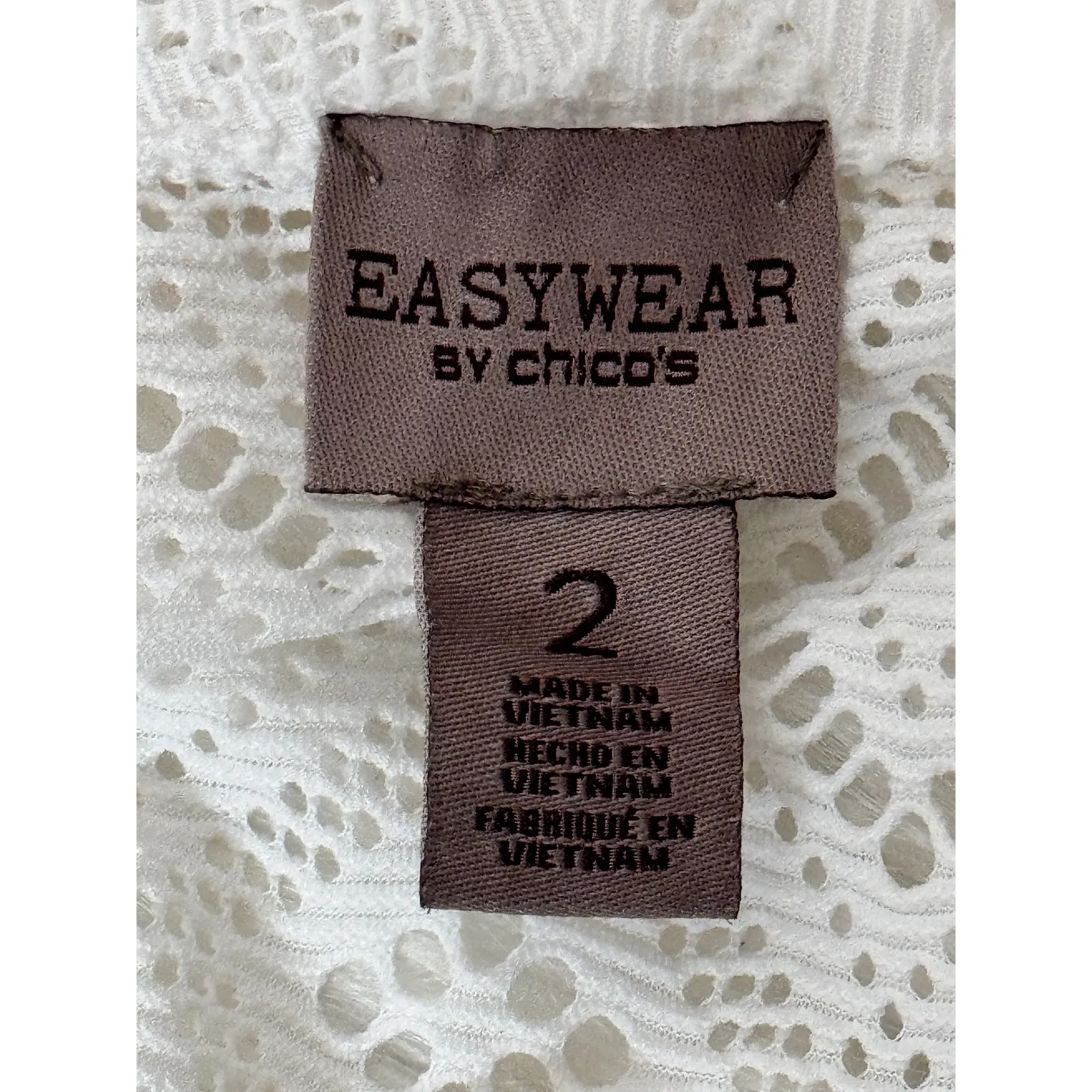 Easywear by Chico's White Diamond Lace Knit Tie Front Cardigan Sweater Size 2 - Image 6