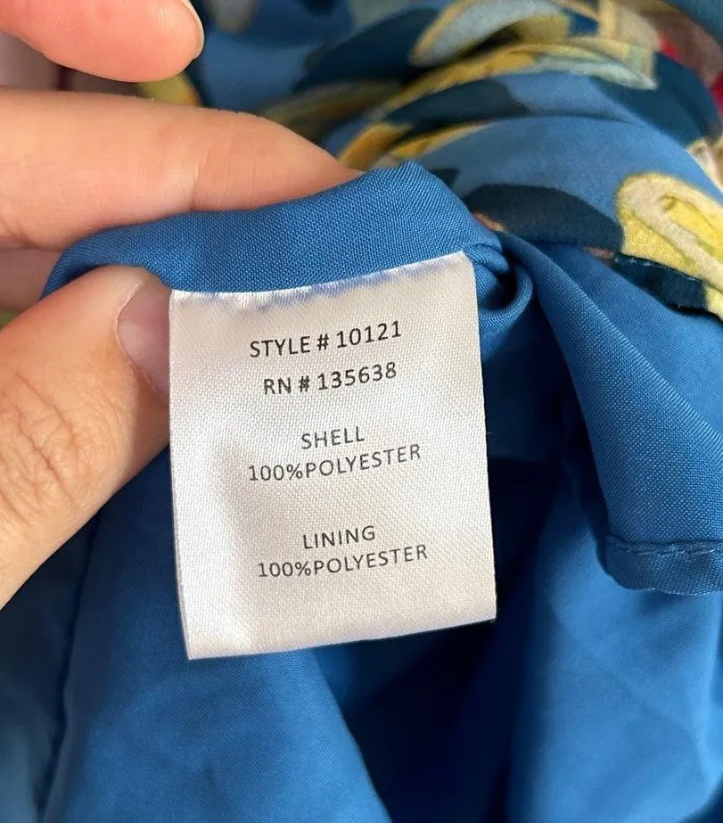 Hutch Blue Fruit Tropical V-Neck Flowy Midi Dress Size 0X Vacation Beach - Image 4