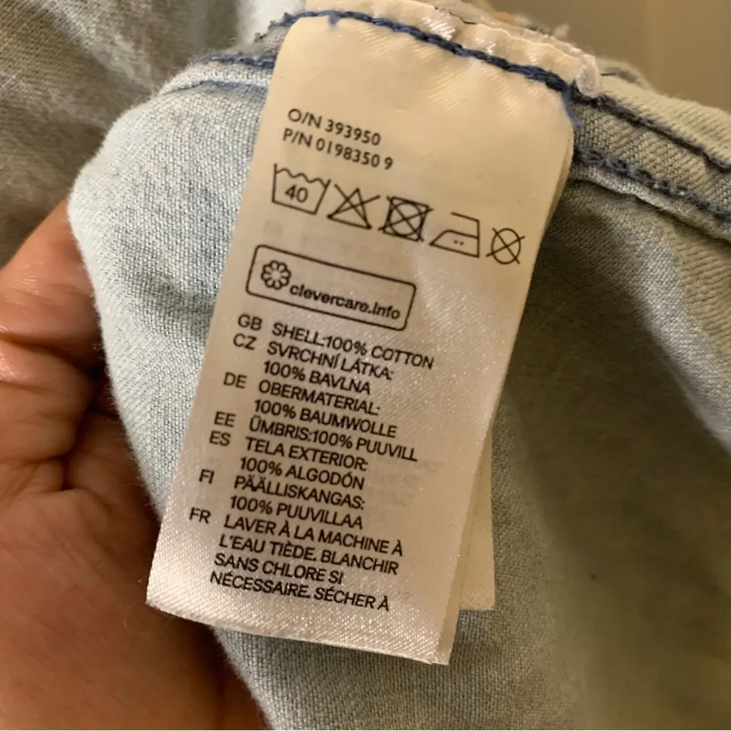 Divided Distressed Jean Button Up Blouse - Image 6