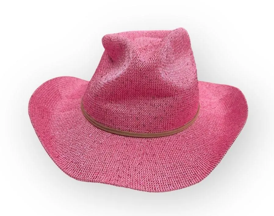 new Anthropologie [by C.C.] 𒀭 Sparkle Straw Cowboy Hat 𒀭 Medium Pink 𒀭UPF 50+ - Image 11