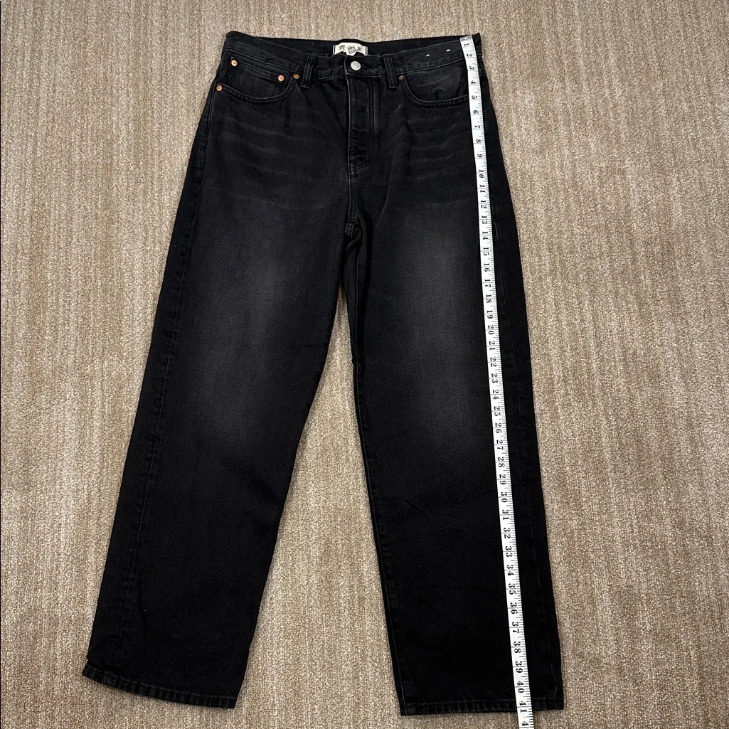 Madewell Black Kent Wash Low Slung Straight 100% Cotton Jeans Women Size 29 - Image 6