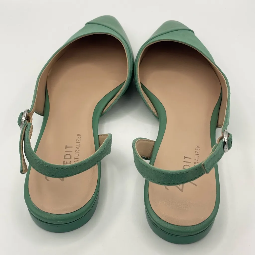 Naturalizer Makenna green leather suede pointed toe slingback flats women Size 5 - Image 5