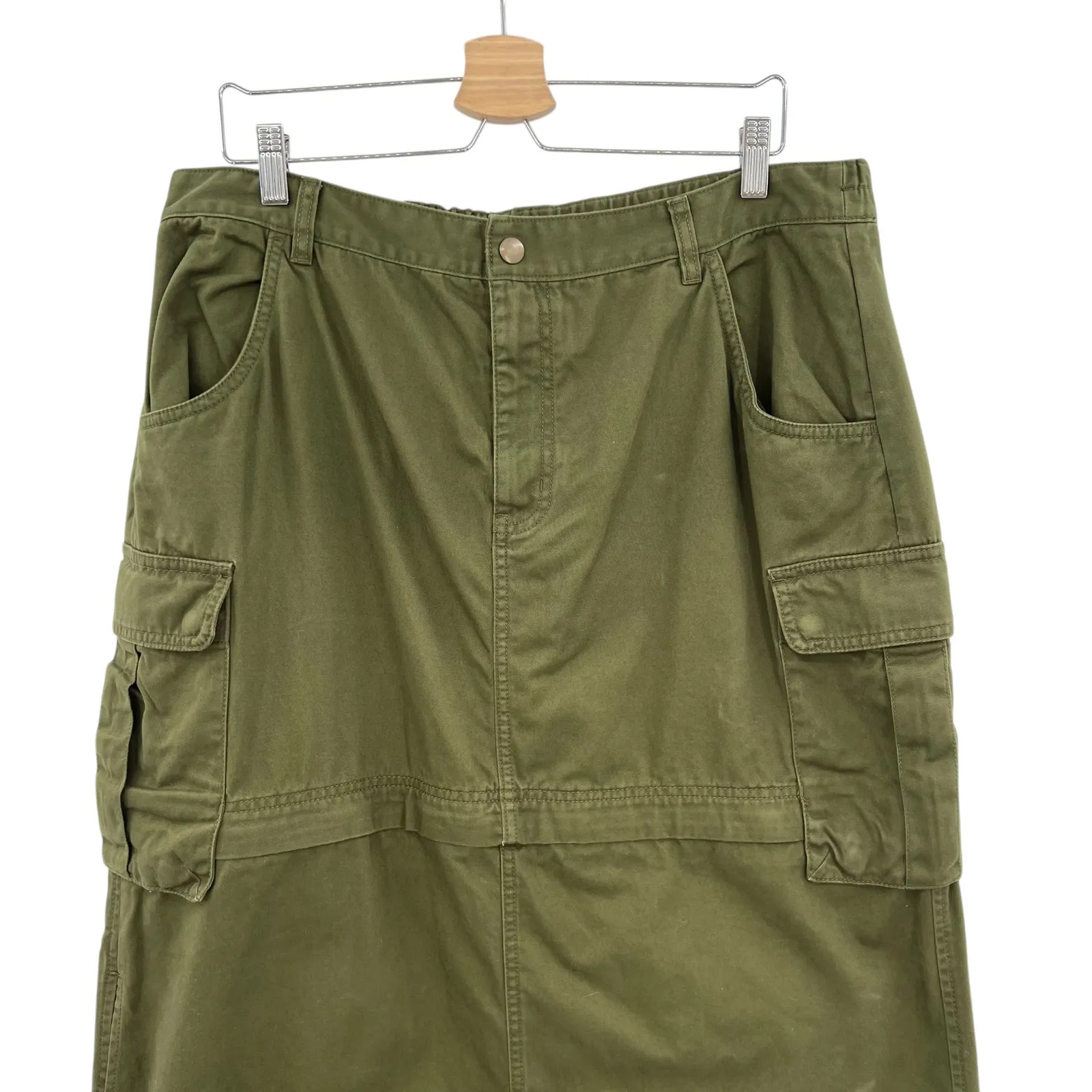 Madewell Cargo Convertible Midi Skirt (Re)generative Chino‎ Green Size XL - Image 5
