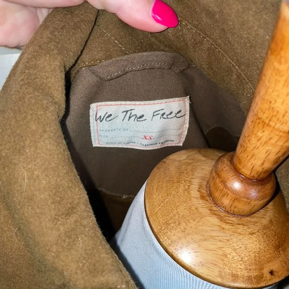 Free People Clyde Shirt Jacket brown brush green Size XS Shacket Tie Waist - Image 3