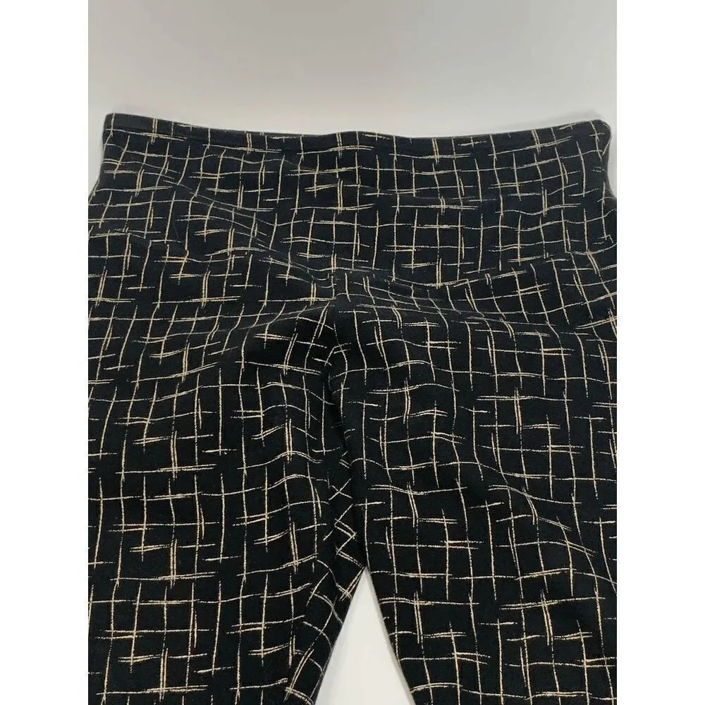 Yummie By Heather Thomson Women's Elastic Waist Plaid Crop Leggings Black Large - Image 2