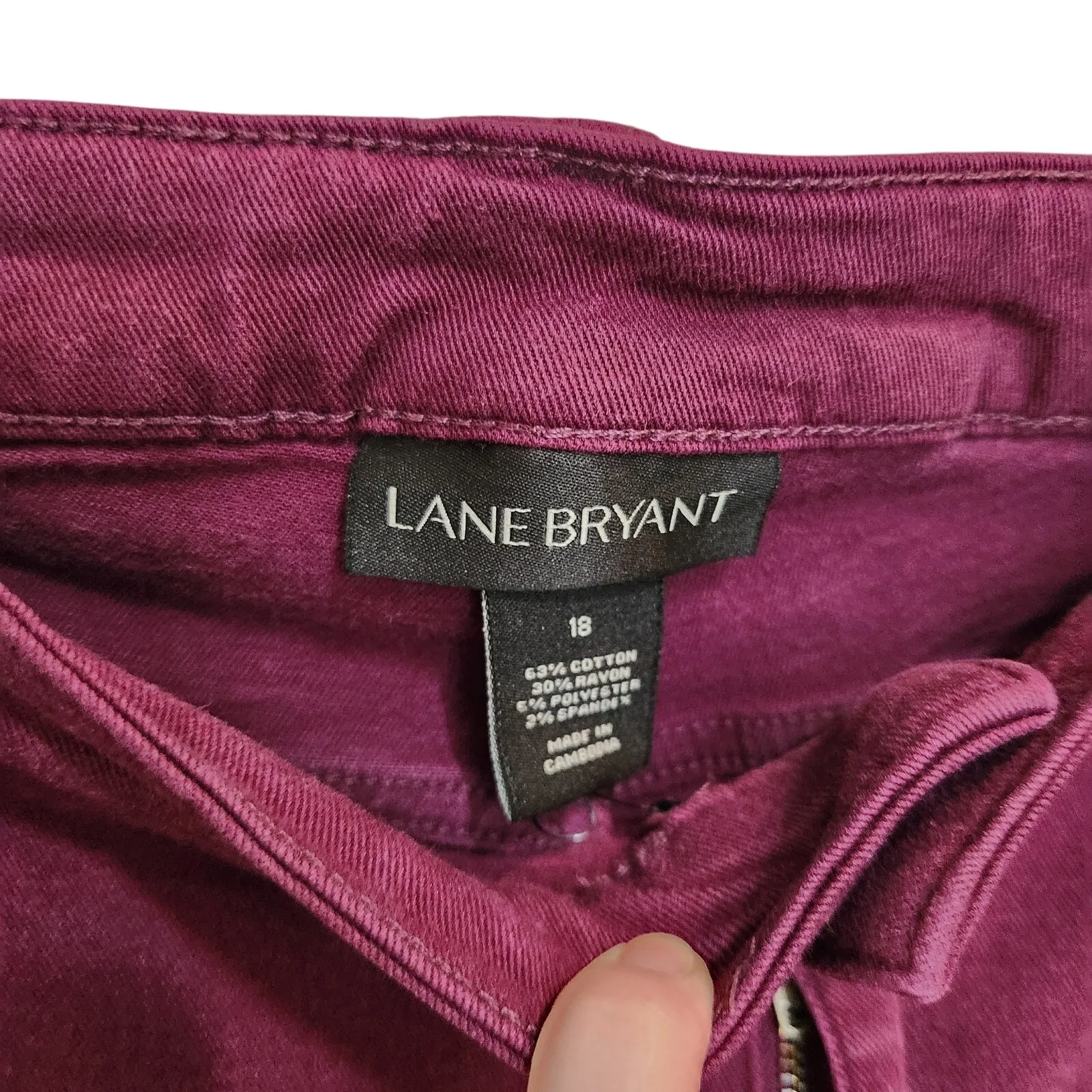 Lane Bryant 5-Pocket Straight High Rise Denim Capri Jeans Casual Maroon Size 18 - Image 5