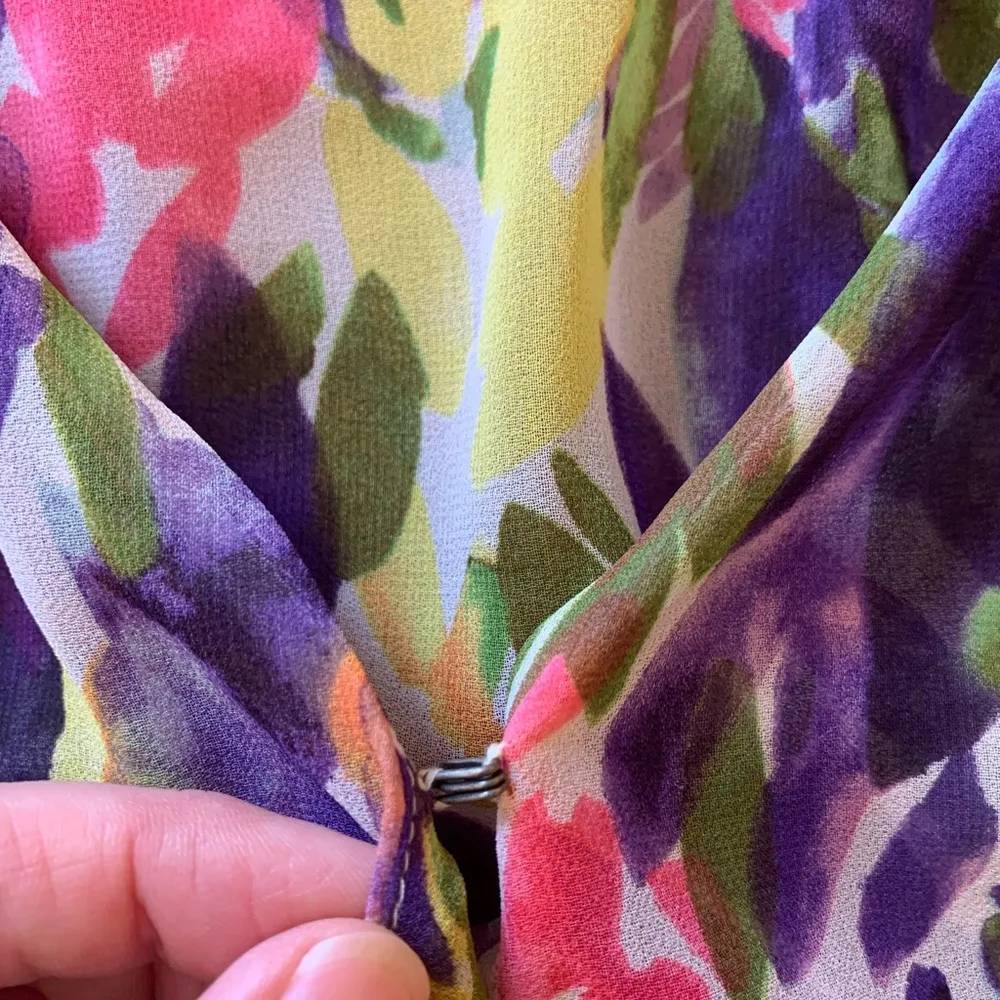 CAbi Halter style Top Small Watercolor Petals multi color Floral Semi sheer - Image 3