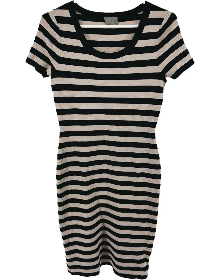 Jason Wu GREY Dress T Shirt Bodycon Striped Short Sleeve Scoop Pink Black Small - Image 2