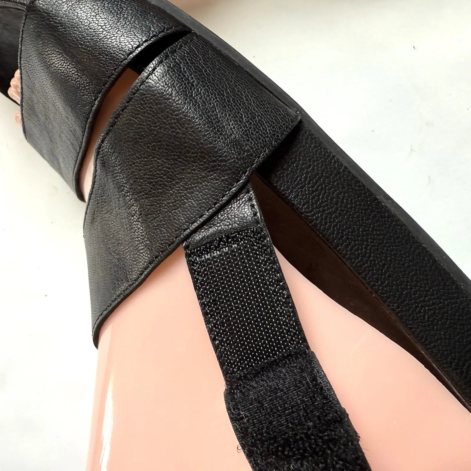 Eileen Fisher Curve Leather Sandal Shoes Women US 7 EU 37.5 Black Strap Comfort - Image 5