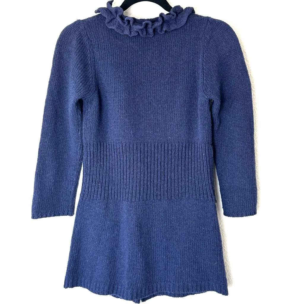 Anthropologie Field Flower Navy Blue Lambswool Cashmere Cardigan Size XS - Image 2