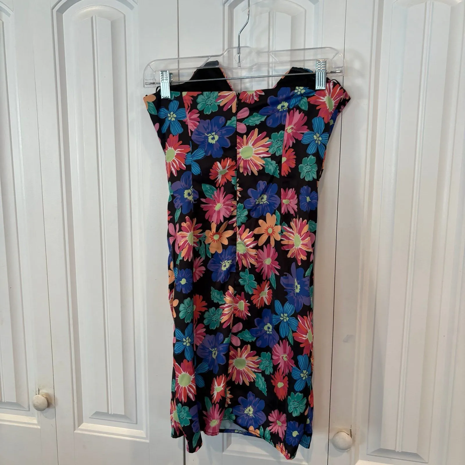Dee Elly Black Floral Strapless‎ Dress Size Small - Image 2