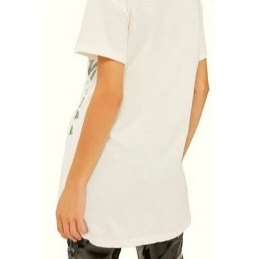 Tiger Corset Longline Tunic Tee Cream Lace-Up Edgy Cat Animal Long Top 0 - Image 3