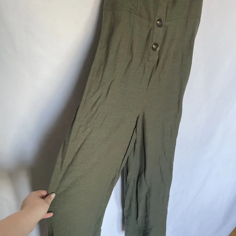 Wild Fable green jumpsuit sleeveless bow detail ruched back sweetheart neckline - Image 3