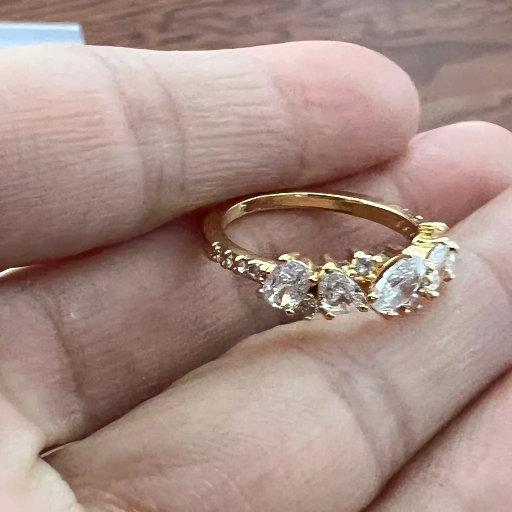 ETTIKA
Statement Cubic Zirconia Cluster 18K Gold Plated Ring - Image 6