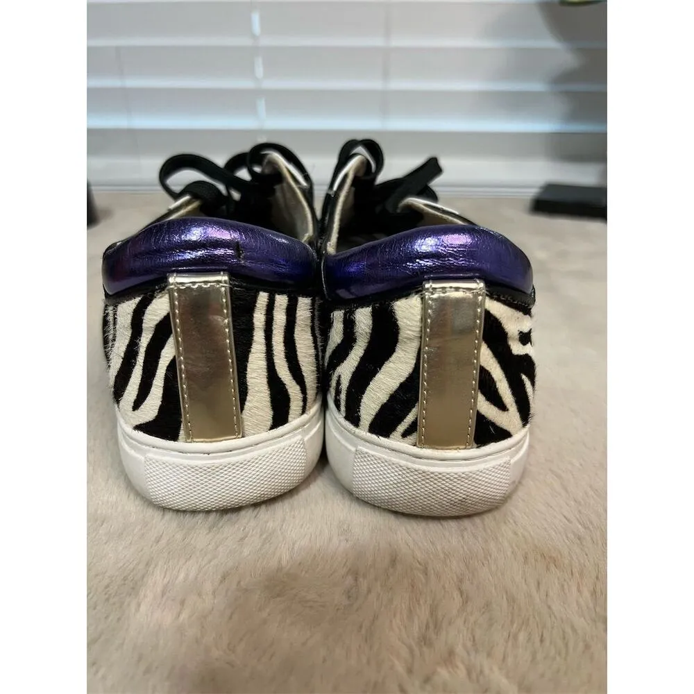 Kenneth Cole Women's Kam Zebra Print Lace Up Sneakers, White, Size 8 - Image 3