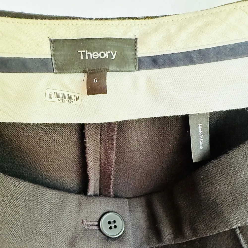 Theory Cardinal Trouser Canton Bistretch Black Dress Pants Front Seam Size 6 - Image 7